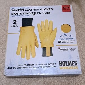 Holmes Workwear Winter Leather Gloves 2 Pack Deerskin Size Medium NEW